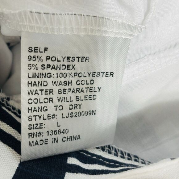 Akira Chicago Romper Sz Large Navy White Cutout Back Layered Short Sleeve - Picture 12 of 12